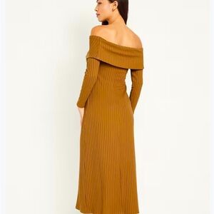 Off-Shoulder Rib-Knit Maxi Dress